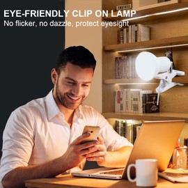 RONG&LAN LED Metal Clip On Light Clip on Lamp for Desk, 360° Adjustable Clamp Reading Light for Bed, Eye-Friendly Book Night Light for Desk Bed Table Dorm Room Bedroom Office Reading SUN-88 Black