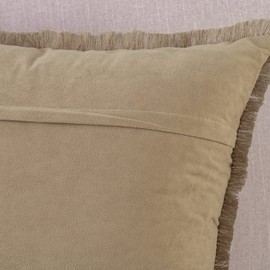 MADIZZ Set of 2 Suede Throw Pillow Covers with Fringe Tassels 20x20 Inch Brown Soft Decorative Cushion Cover for Sofa Bedroom Pillow Shell