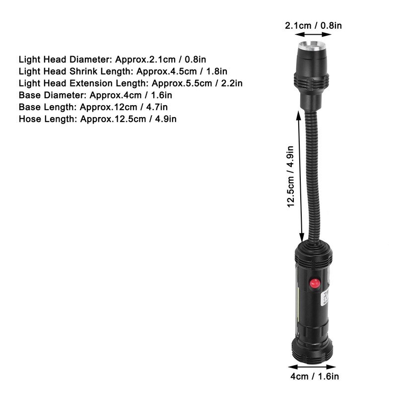 LED Zoom Machine Tool Working Light USB Charging Gooseneck Magnetic