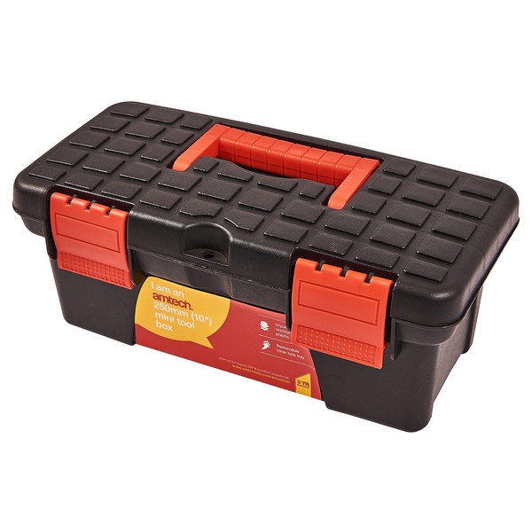 Am-Tech 10" Mini Small Plastic Tool Box With Removable Tray