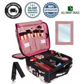 KTKSALON Estuche Bolso De Para Maquillaje Cosmeticos Para Mujer Portatil Con Espejo
