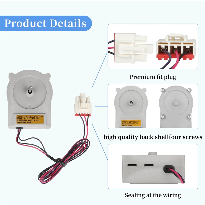 EAU61524007 ODM-001F Refrigerator Evaporator Fan Motor Replacement,Compatible with LG, Kenmore