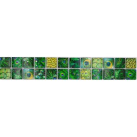 Mosaic Borde Green Wildelife-Look Glass Mosaic Glossy Square Wall Kitchen Bathroom Shower
