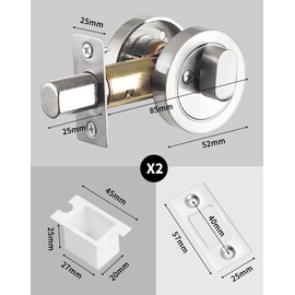 2 PCS Single Cylinder Deadbolt Round Security Door Lock with Key Zinc Alloy Deadbolt Standard Size for Bathroom Door Lock Bedroom Door Lock Entrance Door Lock for Interior and Exterior