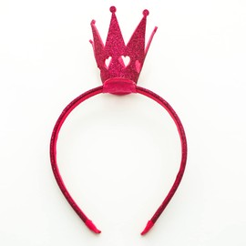 Ever Fairy® Girls Shiny Crown Hairband Princess Girl Crown Headband Wedding, Dark Hot Pink, One Size