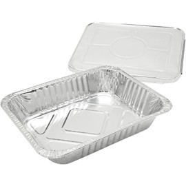 9 x 13 Inch (Pack of 30) Aluminium Foil Pan With Lid Deep Steam Disposable Cookware High Heat Conductivity Baking Tray Pans For Roasting Cooking Baking Storing Prepping Buffet Disposable Foil Plate