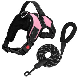 FYY Dog Harness No Pull - Breathable Adjustable Pet Harness Dog Vest Harness With Lead, Reflective Oxford Easy Control Dog Harness with Sturdy Handle for Small Medium Large Dogs S-Pink