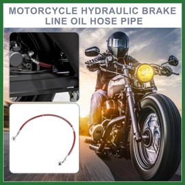 Motoforti 19.69" Length 10mm ID Motorcycle Hydraulic Brake Line Oil Hose Pipe Stainless Steel Braided Cable for ATV Motocross Sport Bikes Street Bikes Red Long-lasting