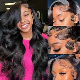 Lzlefho 22 Inch 13x6 Body Wave Lace Front Wigs Human Hair Pre Plucked 250% Density HD Lace Frontal Wig Human Hair For Women Body Wave Glueless Wigs With Baby Hair