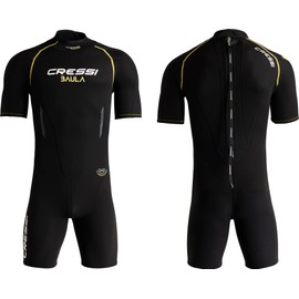 Cressi Baula 2.5 mm Man Short Sleeves Short Wetsuits, Black/Yellow, L