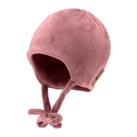 Sterntaler Beanie in Cord Look Unisex Baby and Children's Hat with Ear Flaps, Matt Pink