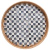 14'' Rattan Checkered Tray with Mother of Pearl, Round Coffee