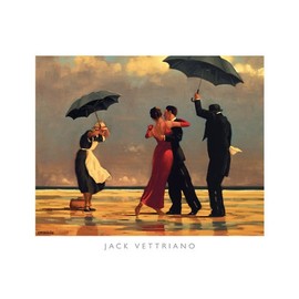Picture Peddler The Singing Butler Jack Vettriano Love Umbrella Dancing Beach Rain Print 31.5x23.5
