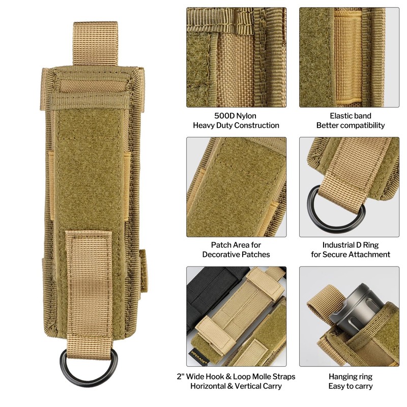 VIPERADE Tactical Flashlight Holster, Molle Flashlight Holder for Belt, Flashlight