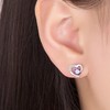 Salanda 925 Sterling Silver Heart Shaped Crystal CZ Stud Earrings，Purple
