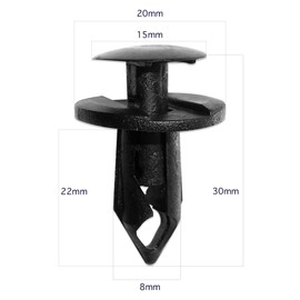 Lantee Car Clips - 50 Pieces Universal Nylon Plastic Fastener Rivet Clips, 8mm