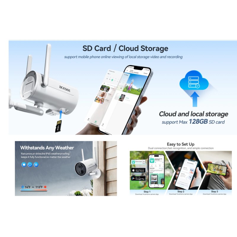 Acesee Security Camera Wireless Outdoor - Battery Powered Camera Outdoor