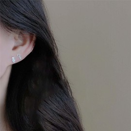 Inilbran Boho Cat Earrings Silver Cat Fish Earrings Vintage Cute Cat Tiny Earrings Minimalist Funny Fish Cat Asymmetrical Earrings Jewellery for Women and Girls Gifts, Zinc