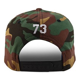 Trendy Apparel Shop Small Number 73 Back Embroidered Flatbill Snapback - Camo