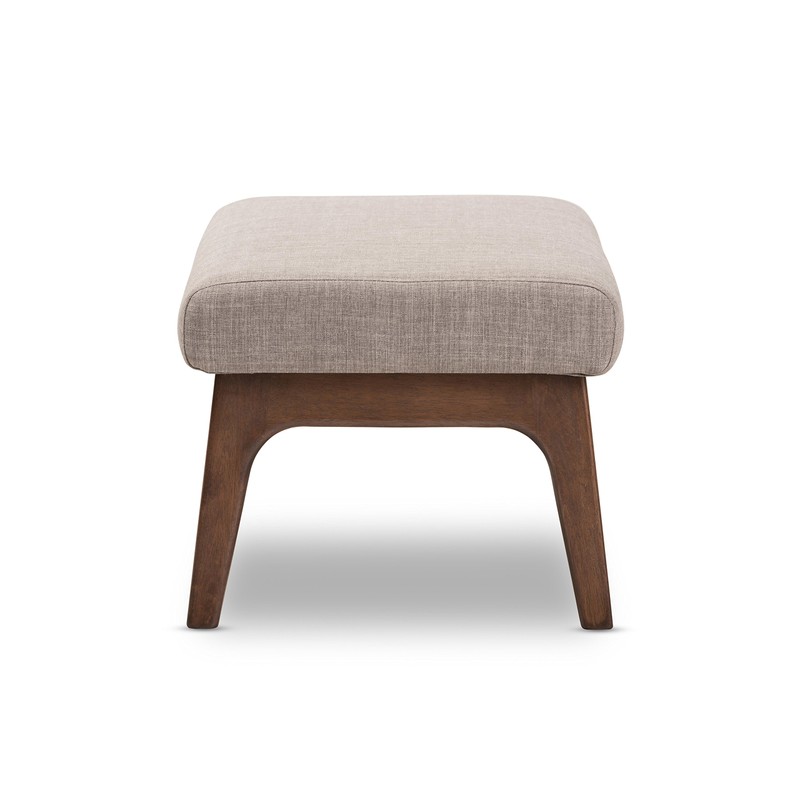 Baxton Studio Birk Mid-Century Modern Walnut Wood Light Grey Fabric