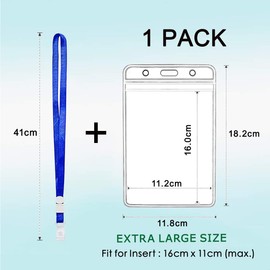 Azwood AZWOOD A6 Ausweishalter, 6 Stück 11x16cm Wasserdicht Ausweishüllen mit Schlüsselband, Transparenter PVC ID Kartenhülle Vertikal mit Lanyards für Studenten Mitabeiter Business Ausstellung