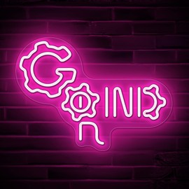 Lumoonosity Grind Neon Sign - Gamer Neon Sign for Boys, Teens' Game Room, Bedroom Decor - USB Powered Grind Neon Gaming Sign for Gamer Wall Decor with On/Off Switch - Grind LED Game Neon Sign, Pink