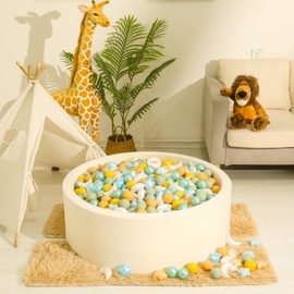 Realhaha Ball Pits Balls Shapes for Toddlers,50pcs Plastic Star Balls for Ball Pool Pit,Slide,Playpen, Birthday Party, Christmas Decoration, Great Gift for Boys Girls, Neutral Mix Pearl+ Cream Colors