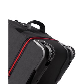 CONTAIL 32”110L Expandable 140L Rolling Duffle Bag with 2 Inline Wheels,Convertible Weekend Travel Bag with Bungee-Cord System,Black-red