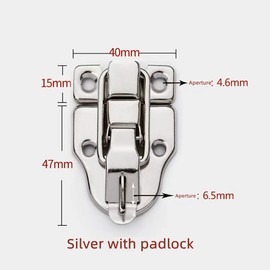6 Pack Vintage Style Box Toggle Latch Antique Metal Duck Bill Hasp Lock for Jewelry Box Cabinet Small Wooden Box Plain Box Craft Vintage Style Box (Silver White with Padlock Hole)
