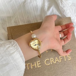 MASTOP Heart Shaped Bracelet Watch for Women, Dainty Gold Jewelry Style