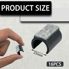 MOAZIFI Set of 16 chair glides for cantilever chairs - 25 mm felt glides for chairs with black U-shell and grey felt | furniture glides for floor protection, non-slip and noise reduced