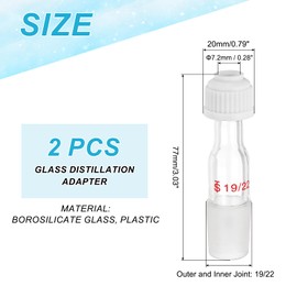 PATIKIL Glass Distillation Adapter, 2 Pcs 19/22 Thermometer Part with Cover for Laboratory Temperature Measurements Equipment Supply, White, 7.2mm / 0.28"