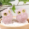 mookaitedecor Rose Quartz Owl Statue Sculpture Stone, Carved Animals Night