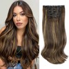 Lommel Clip in Hair Extensions,5PCS Balayage Dark Brown to Gold