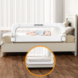 UPGOGO Folding Bed Rail for Toddlers,Baby Bed Rail Guard with Reinforced Anchor Safety System,Fit Bunk,Full Size,Queen,King,Twin(White,59"x23.6")