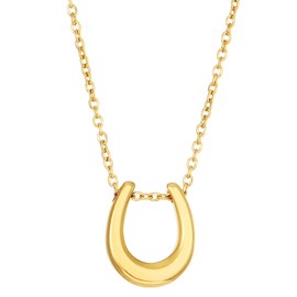 Gold Horseshoe Pendant Necklace Stainless Steel Western Style Dainty Lucky U Shaped Horse Shoe Tiny Chain Necklace for Women Cowgirl Cowboy Minimalist Birthday Christmas Party Trendy Jewelry Gifts (Gold)
