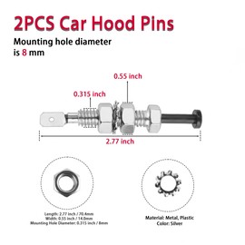 2PCS Car Hood Pins Switches,On Off Momentary 20A 12VDC Car Door Pins Switches Fit for Car Hood Trunk,Universal Adjustable Car Accessories Hood Pins Kit Fit for Most Car Truck
