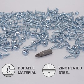 (Pack of 350) Zinc Plated Steel 4.0 x 16mm Wood Screws Metal Screws Modified Truss Head Self Tapping (350, 4.0 x 16mm)