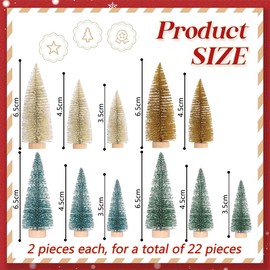 Mini Christmas Tree 22 Pcs 4 Color Mini Artificial Snow Frost Trees Green Sisal Trees Plastic Winter Ornaments Tabletop Model Trees for Holiday Decorations Home Office Bar Dining