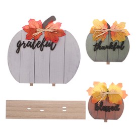 GRIRIW Elegant Wooden Pumpkin Ornament Fall Decor Sign Thanksgiving Home Decor Grateful and Thankful Style