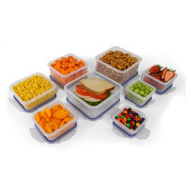 Popit! 8 Clear Food Storage Containers Set, Microwave and Freezer Safe, Little Big Box