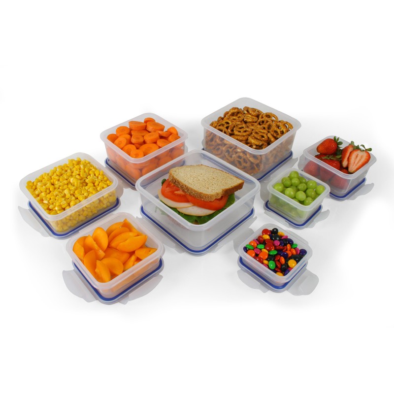 Popit! 8 Clear Food Storage Containers Set, Microwave and Freezer