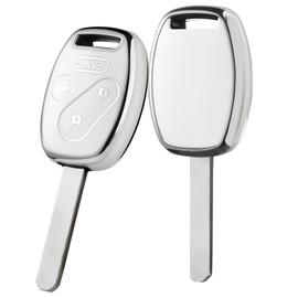 ELOHEI - Funda para llavero para Honda, TPU suave de alta calidad, compatible con Honda Accord Civic CR-V Pilot Smart Remote Shell sin llave (borde plateado blanco)