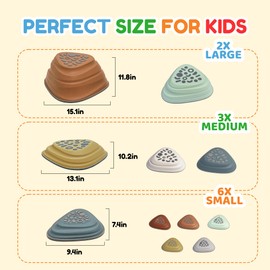kryolla Kids Balance Stepping Stones Triangular 11PCS Non-Slip Toddler Stepping Stones for Ages 3-8 Years – Durable & Fully Rounded Edges