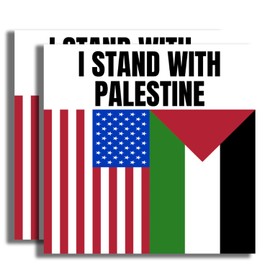 I Stand with Palestine American Flag Sticker - Proud Supporting Peace Not War Political Sticker - Premium Quality Vinyl Bumper Stickers 2-Pack | 5-Inch on Widest Side | Made in USA FHJ1357
