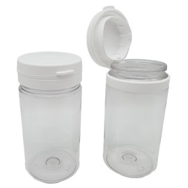 2 x Clear 100ml Flip Top Paint Pots Refillable for Paint/Ink/Dye/Glue/Acrylic - Small Empty Art/Craft Plastic Storage Containers with Hinged Lids