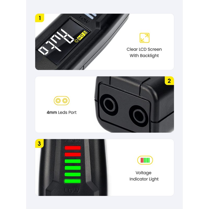 KAIWEETS Multi-function Voltage Tester, Non-Contact Electrical Tester, 600V AC/DC Voltage