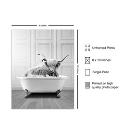 Bathroom Wall Art & Decor - Highland Cow Country Bathroom Decor - Farmhouse Bathroom Pictures - Cute Bathroom Accessories - Funny Restroom Sign - Bath Wall Decor - Guest Bathroom - Powder Room