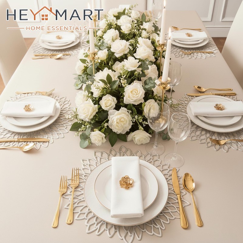 HEYOMART PVC Placemats Sets of 4 Round Leaf Place Mats