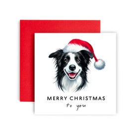 Huxters Dog Christmas Card – Border Collie - Merry Christmas to Dog Mum and Dog Dad – Christmas Card from the Dog to Friends Family First Christmas (Border Collie)